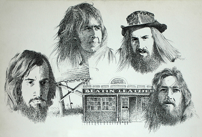 Paul Pulati and Brumby (Wal, Jed and John), concert poster in Pen & Ink.