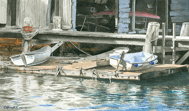 The Sunbathers, Snails Bay in Sydney Harbour at Birchgrove. Watercolour. 