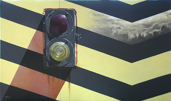 Flashpoint. From the "Rail" series. Acrylic on canvas.