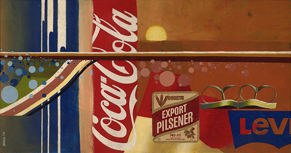 Pilsener, an acrylic painting from the early 70s based around beach culture.